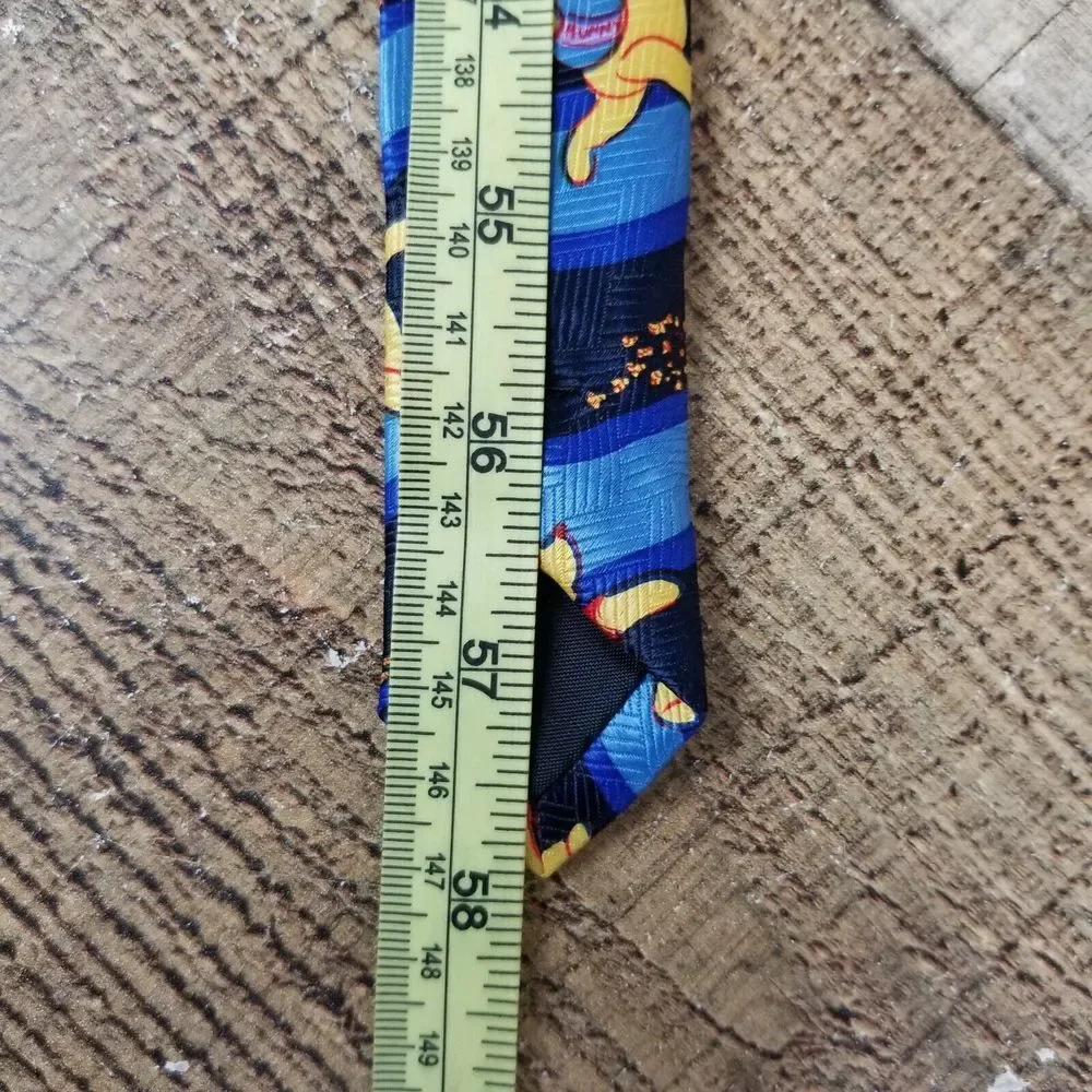 Winnie The Pooh Running Honey Vase Tie Disney Blue Made in Korea Disney